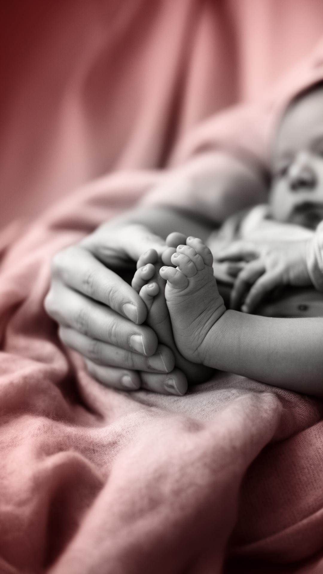 A parent's hand cradling a baby